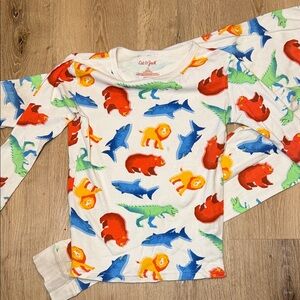 Cat & Jack White Kids Pajama Top with Colorful Animal Print